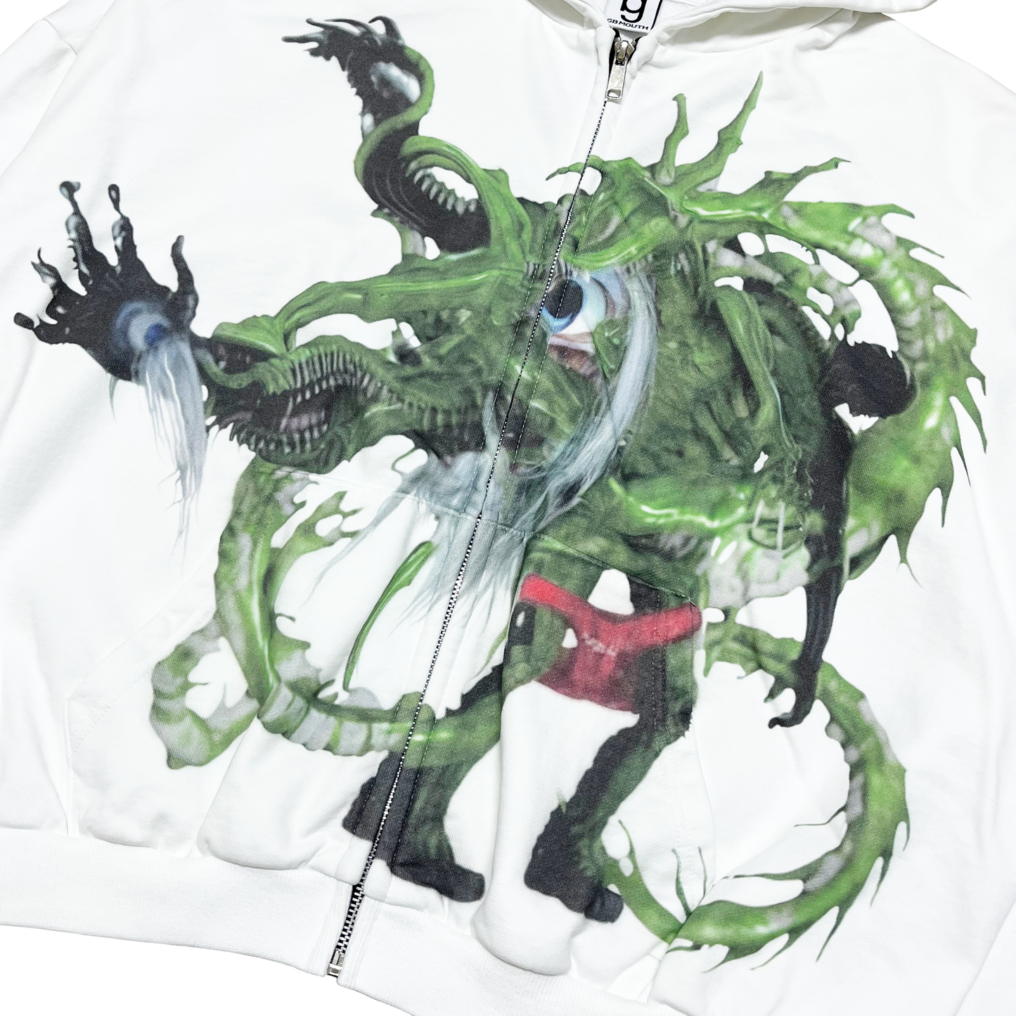 "GREEN MAN" Stone Wash Zip Hoodie