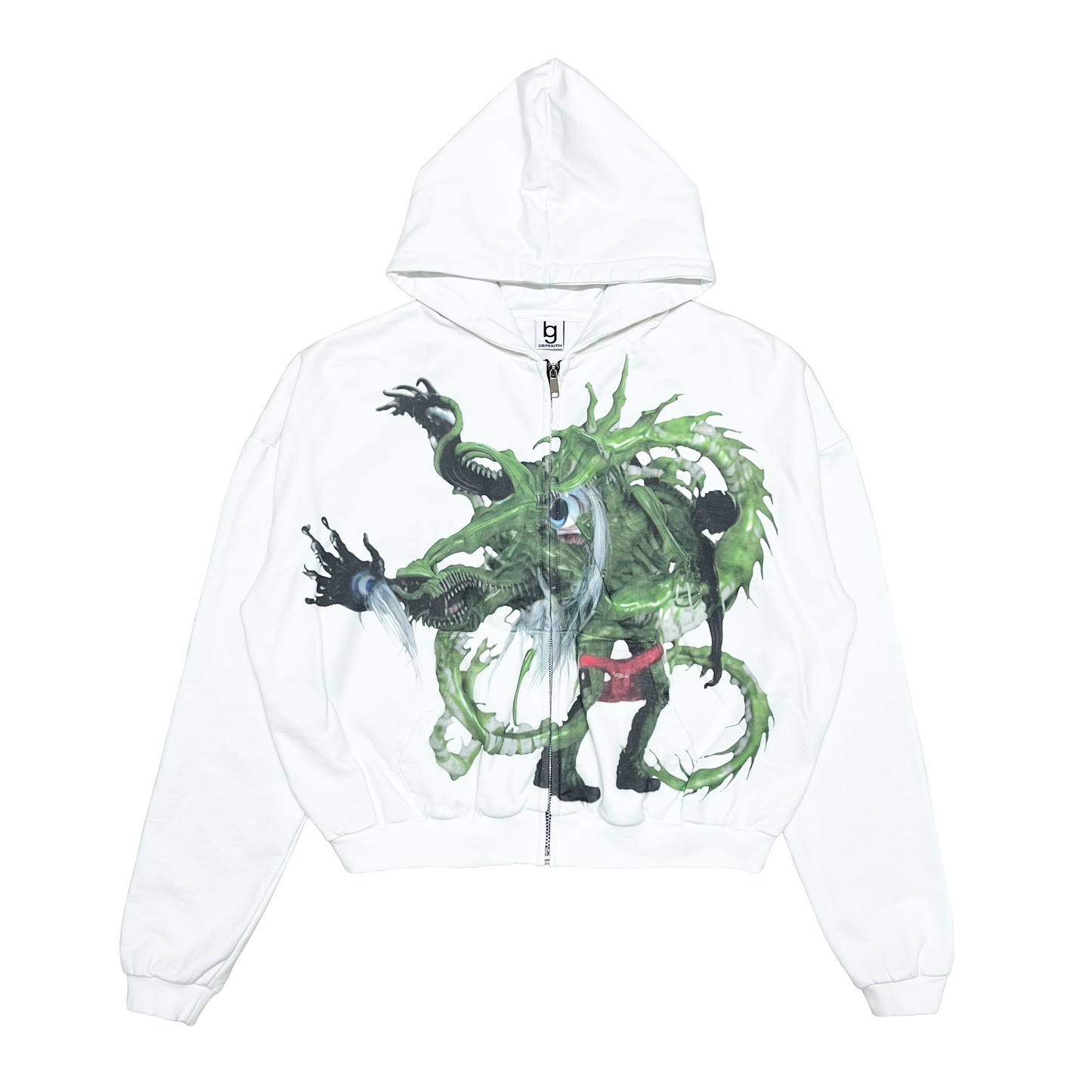 "GREEN MAN" Stone Wash Zip Hoodie
