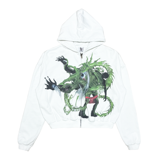 "GREEN MAN" Stone Wash Zip Hoodie