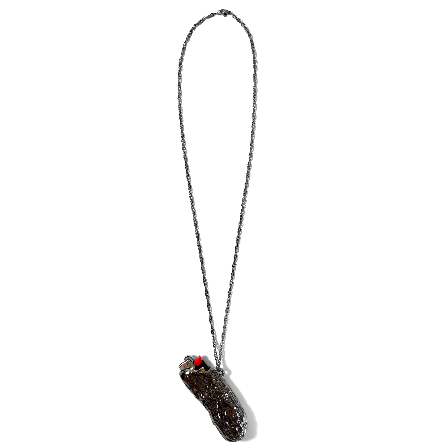 Tongue of Flame Metal Lighter Case Necklace 31415926535℃
